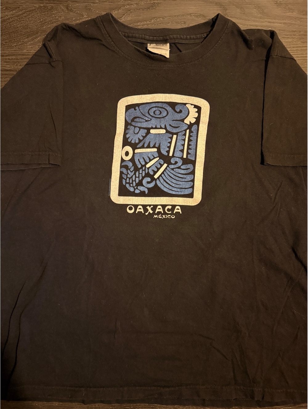 Vtg 90s Memo Cotton Glitter Aztec Oaxaca Mexico Tee XL